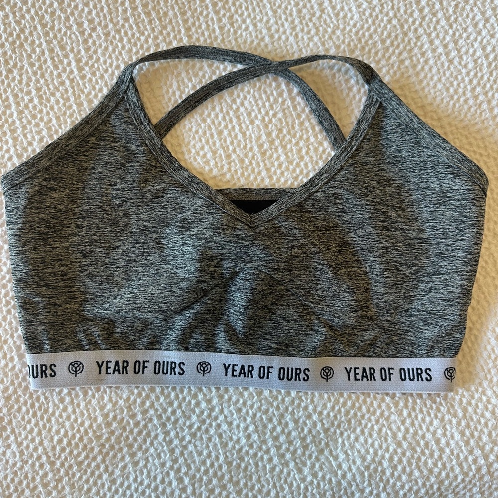 Year of Ours Grey Logo Bra